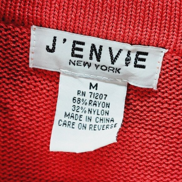 J'Envie Womens Notched Collar 3/4 Sleeve Double Breasted Sweater Red Size Medium - Picture 6 of 9